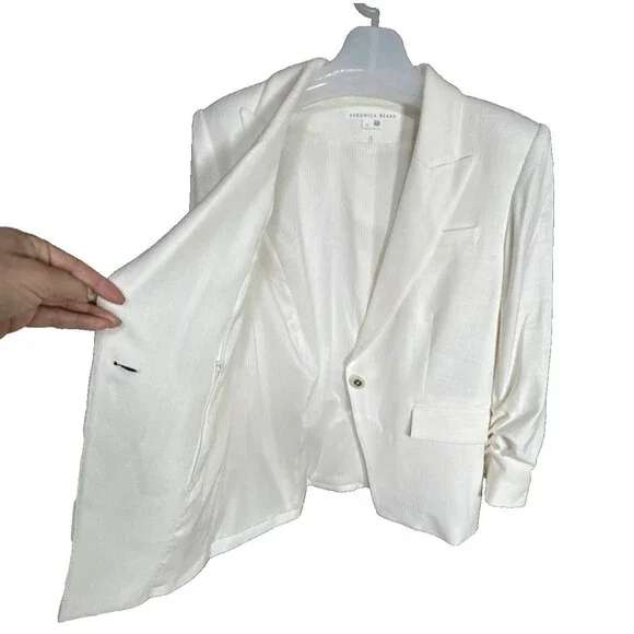 NWOT Veronica Beard Hollis Dickey Size 12 Single-Breasted Blazer in Off White
